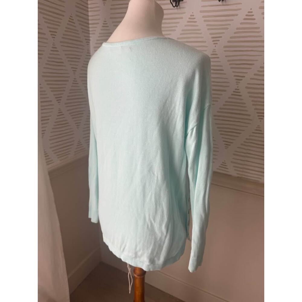 Lilly Pulitzer XS Caralynn Long Sleeve Sweater whisper blue sequin pineapple - Picture 6 of 8